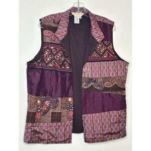 Vintage Norm Thompson Multi Color Tapestry Vest Size 1X